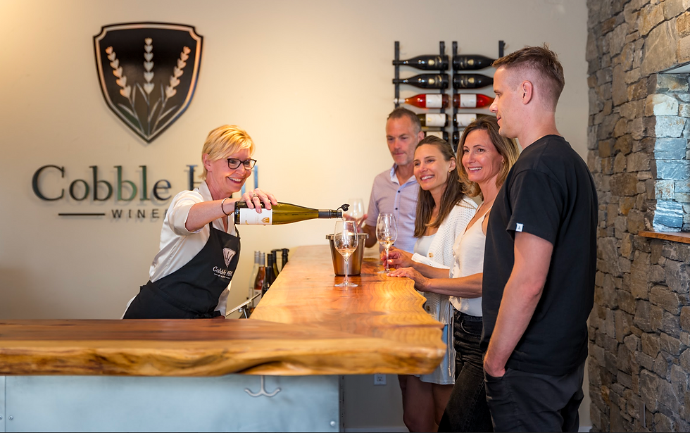 Poring Wine in the Tasting Room