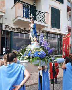 Traditional religious procession in Sao Martinho do Porto Portugal