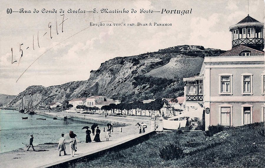 Old postcard of São Martinho do Porto beach in Silver Coast Portugal