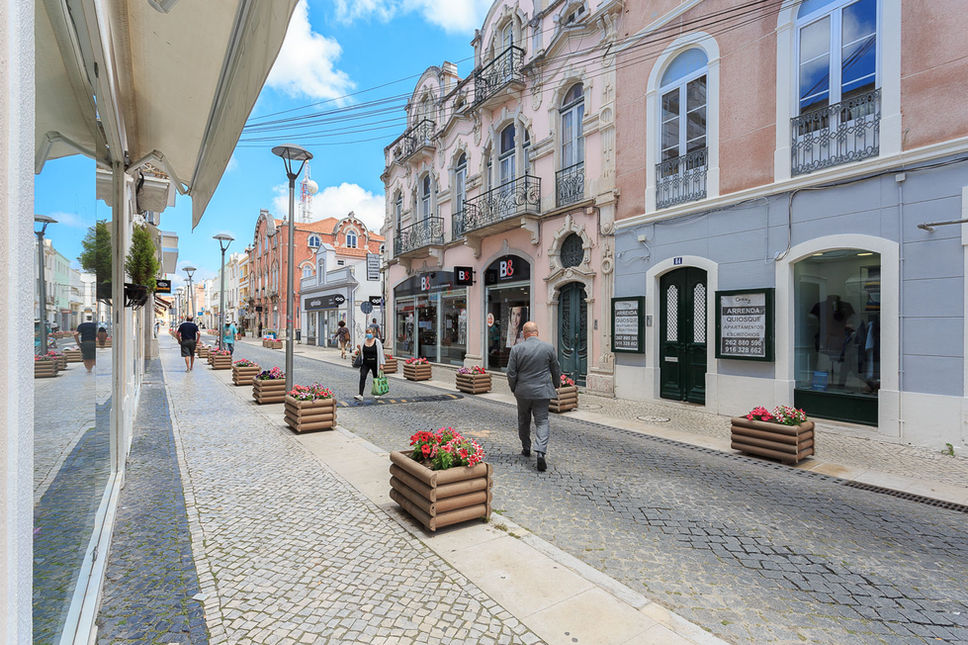 Straat met traditionele winkels in het centrum van Caldas da Rainha