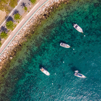 Drone image Descanso Beach Club Wedding on Catalina Island