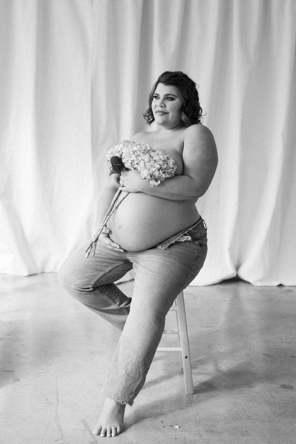 Downtown LA Natural Light Studio Maternity Photo