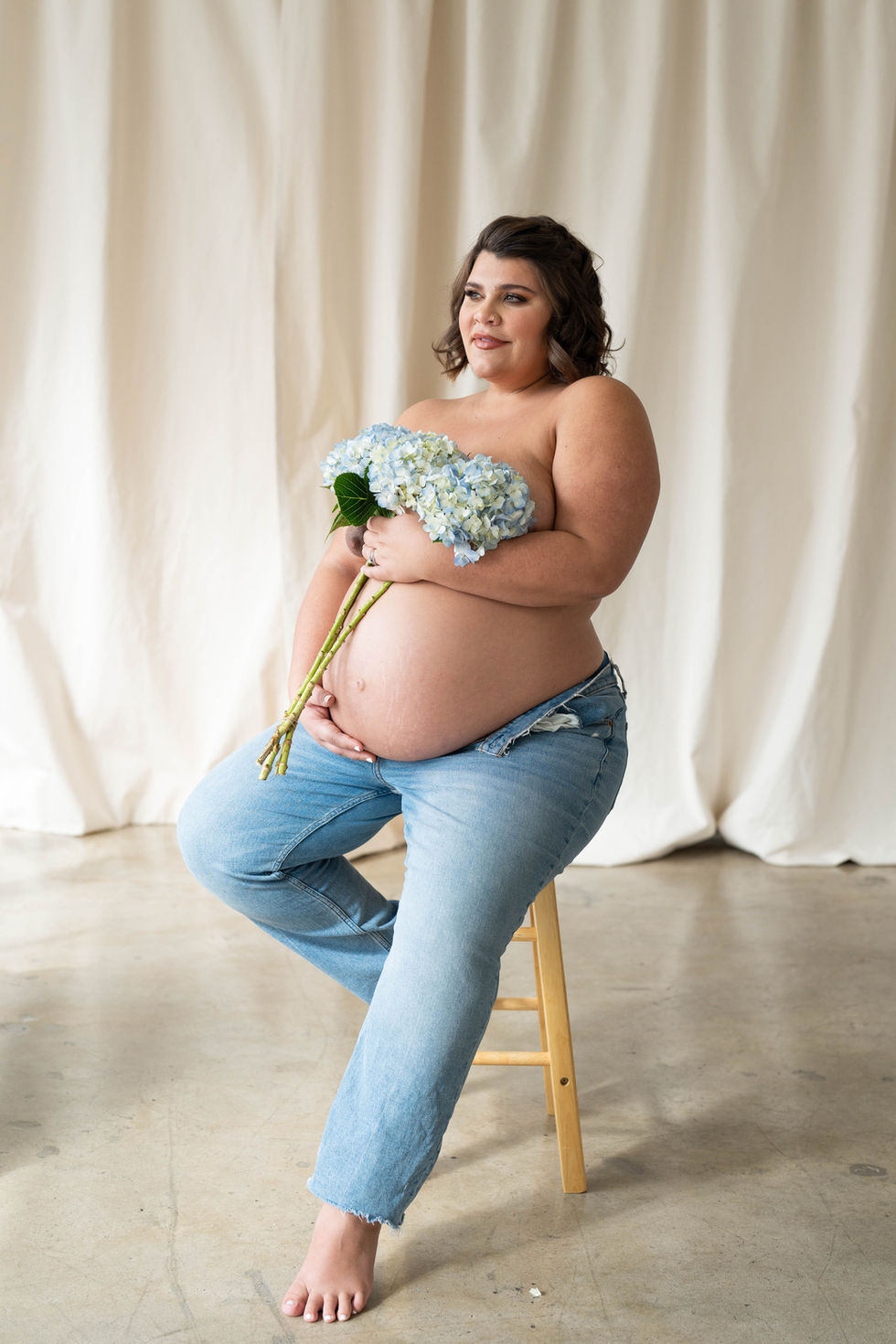 Downtown LA Natural Light Studio Maternity Photo