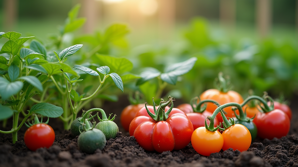 Close-up view of a vibrant organic vegetable garden