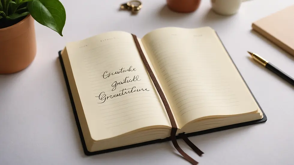 Close-up view of a beautifully organized gratitude journal