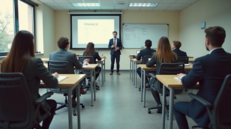 Eye-level view of a classroom filled with students engaged in a financial literacy workshop
