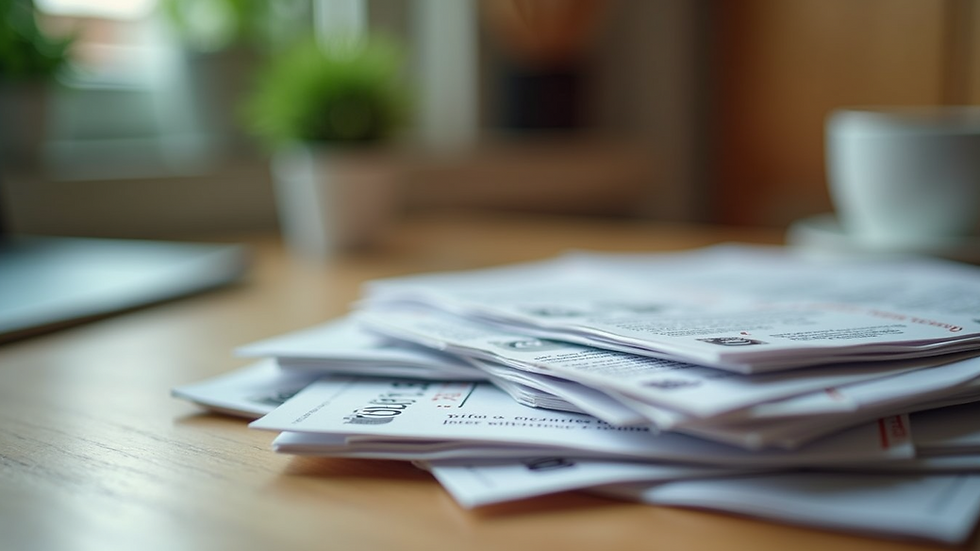 Close-up view of a stack of colorful coupons ready to be used