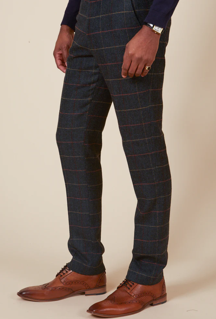 Thumbnail: ETON-NAVY (MARC DARCY ) Blue Tweed Check Three Piece Suit
