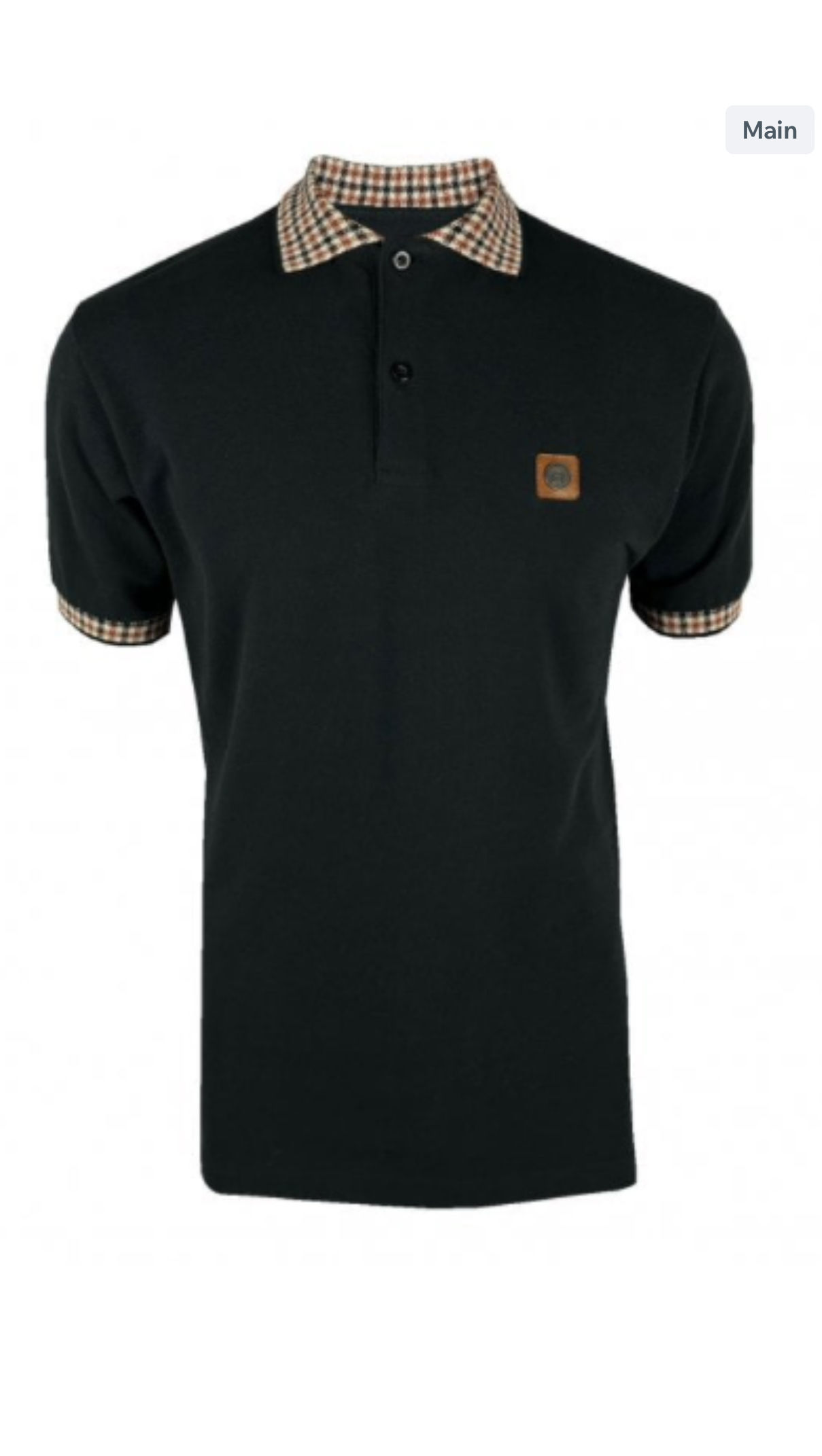 TROJAN gingham check trim pique polo