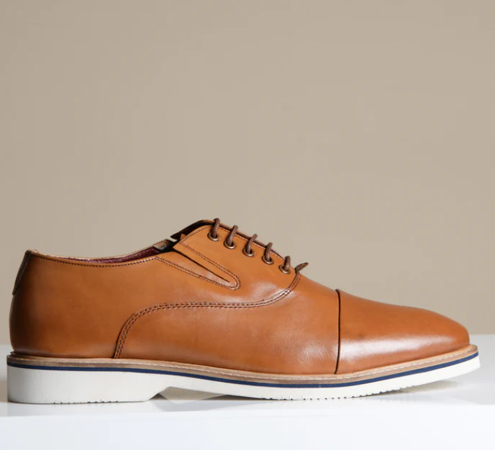 Thumbnail: GAVIN - TAN LEATHER CAP TOE OXFORD SHOE