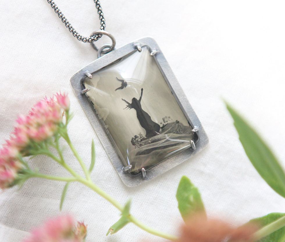 Thumbnail: When She Flies Away Collodion Ambrotype Image Set In Sterling Silver w/Chain