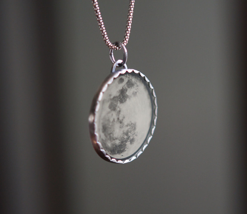 Thumbnail: 'Silver Moon' Handcrafted Collodion Ambrotype Set In Fine and Sterling Silver