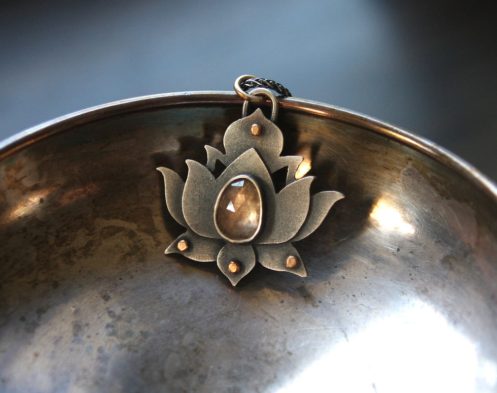 Thumbnail: Elegant Imperial Golden Topaz Set In Sterling and 14K Gold Lotus w/silver chain