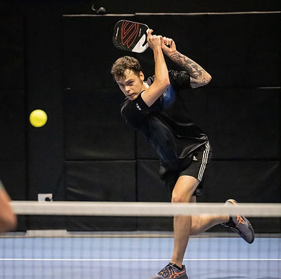 TOPSPIN pickleball player wearing custom IDThredz team apparel during competitive match play