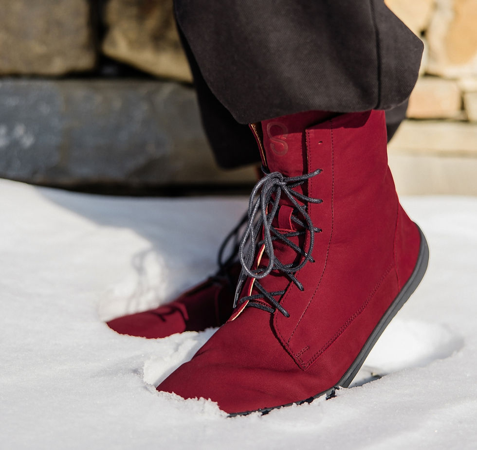 Botas barefoot invierno sobre nieve