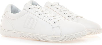 Zapatilla barefoot Mustang Free Aria blanca, vista lateral, suela flexible de 5 mm; ideal para transición al calzado minimalista