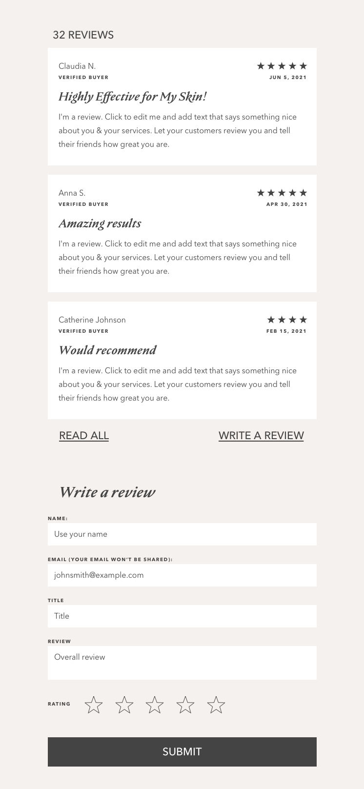clipped version of the reviews feed