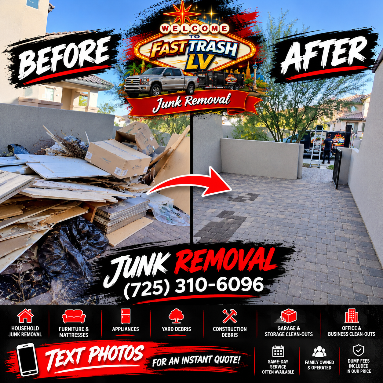 Fast Trash LV before and after junk removal cleanup