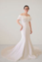 Thumbnail: Modern Fold Off-Shoulder Mermaid Gown