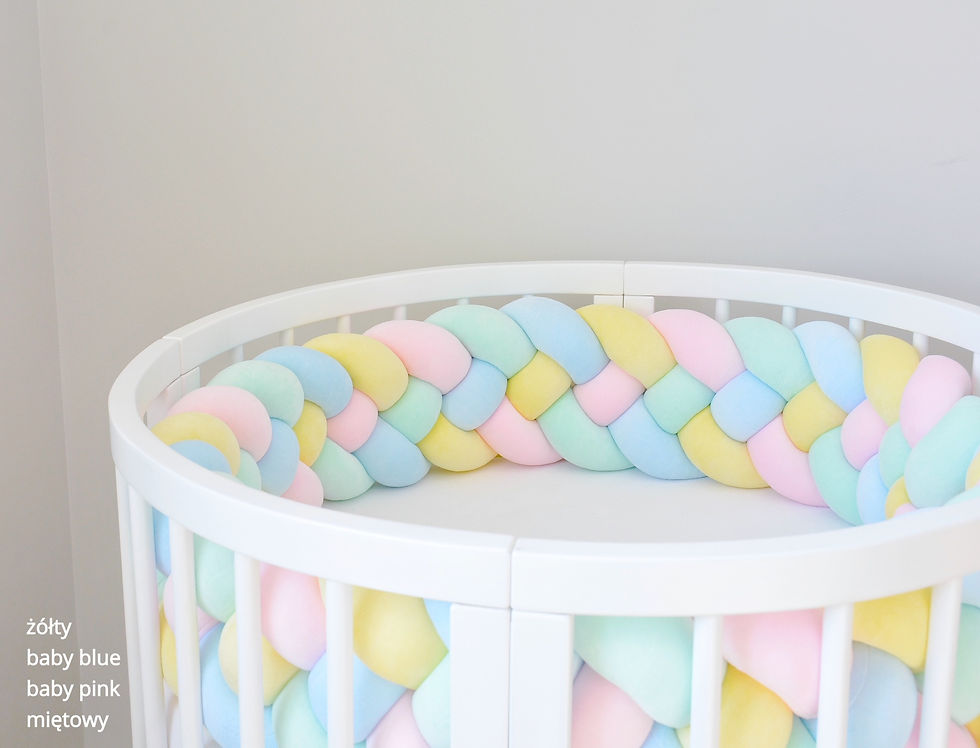 Miniatura: Ochraniacz do łóżeczka warkocz 4 pasma welurowy/ wybierz swoje ulubione kolory