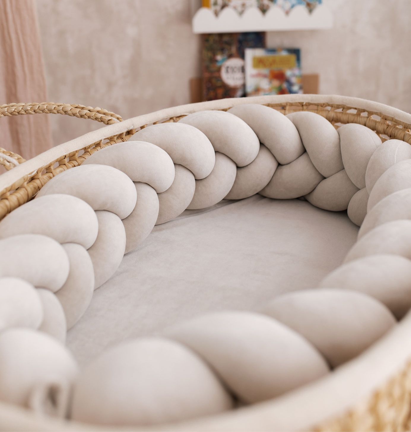 Kokon niemowlęcy warkocz /Babynest braid 2w1 piaskowy