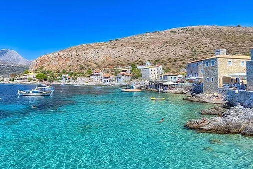 Clear turquoise water and coastal village for travel planning