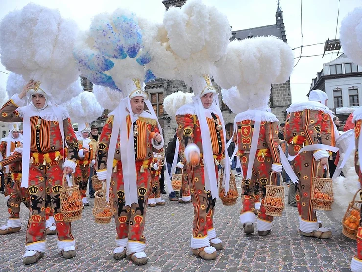During February, carnival celebrations take place in the Belgian countryside