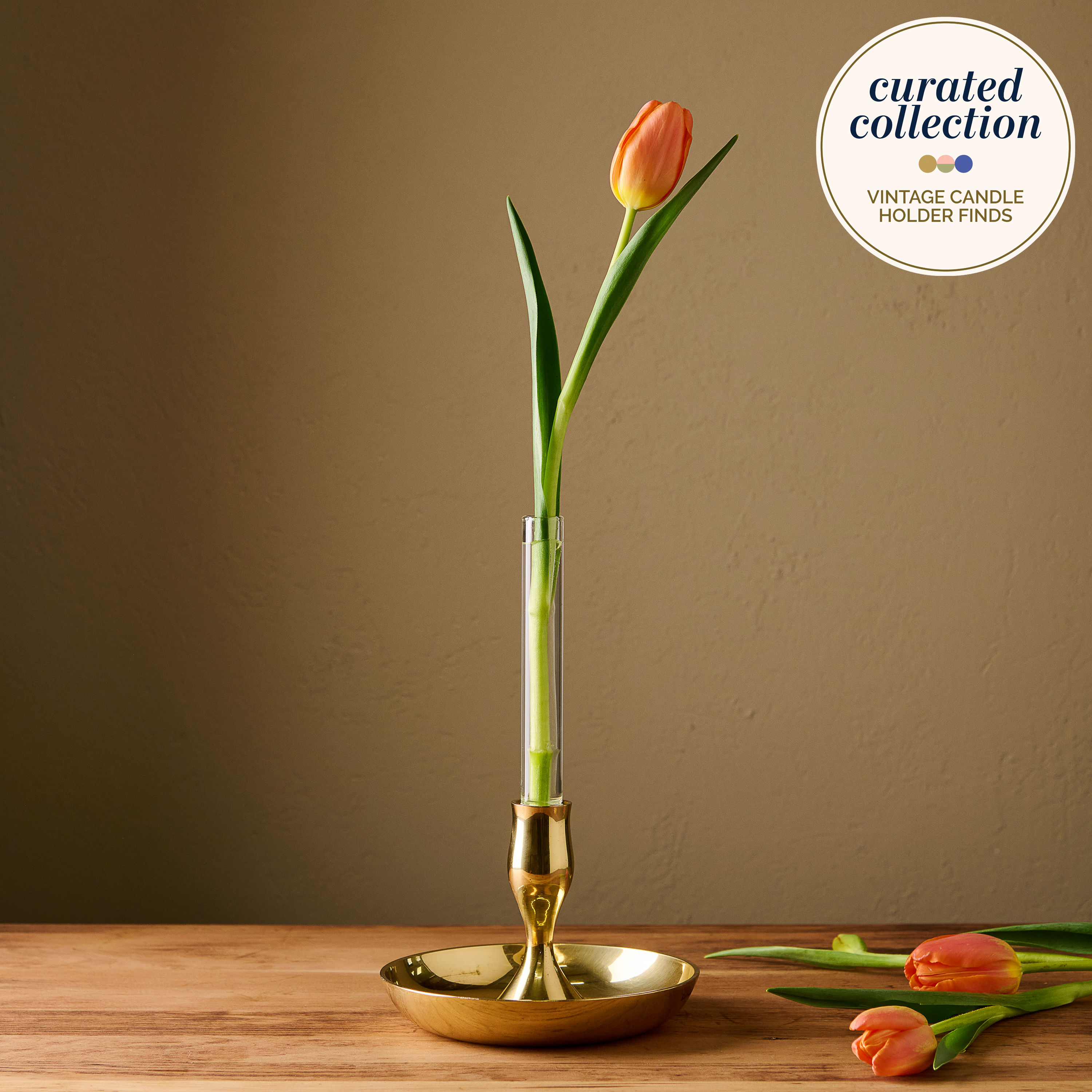 Brass Flared Dish Candle Holder