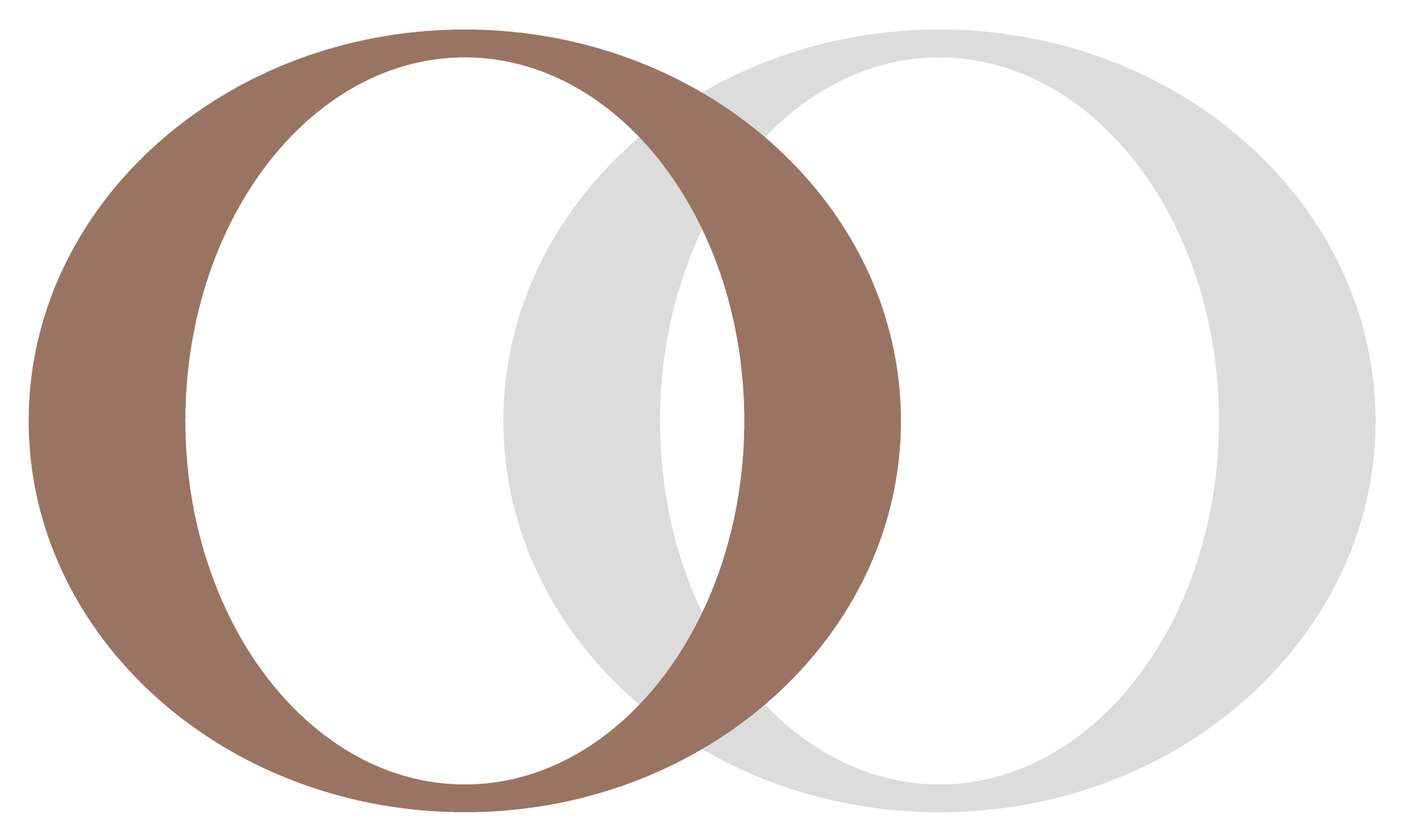 Haywood Creative Design Logo, venn diagram represents 2 founders, In this version only the left O is highlighted.