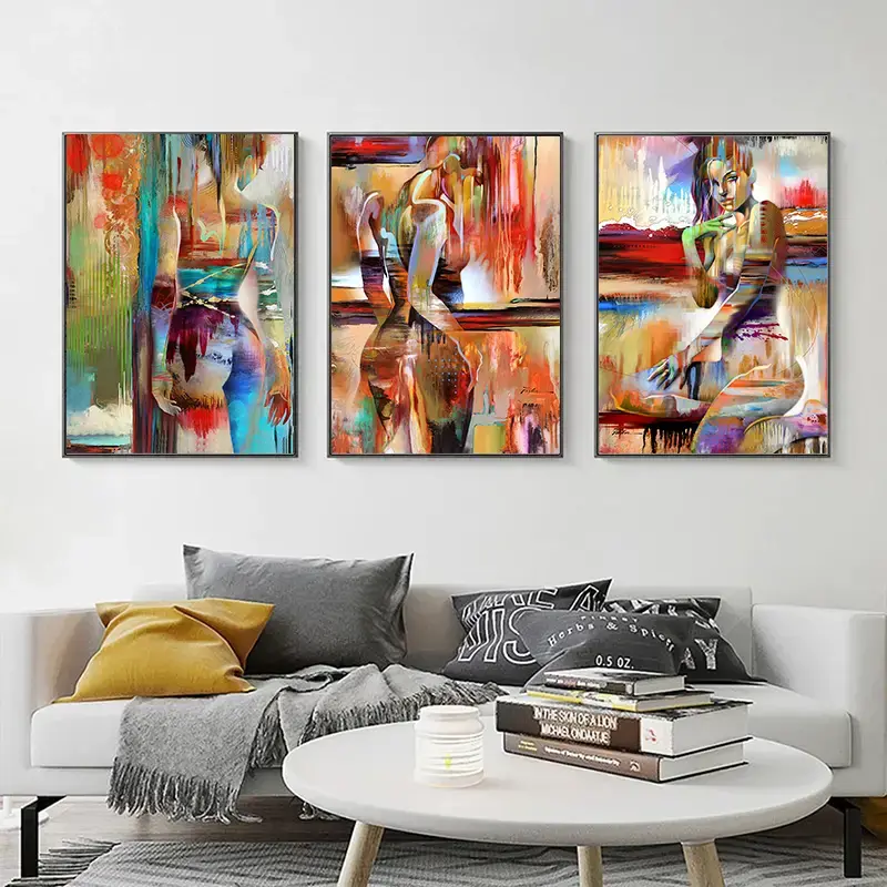 Thumbnail: 3-Piece Set Abstract Sexy Women Canvas Wall Art 11.8x15.7"