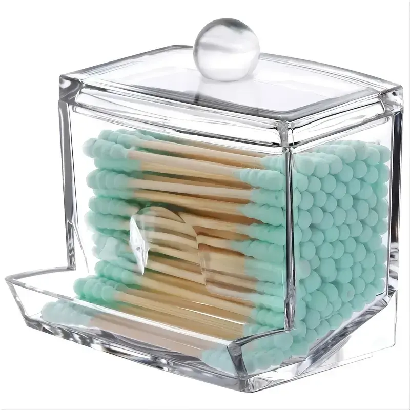 Clear Cotton Swab Holder and Bathroom Storage Container