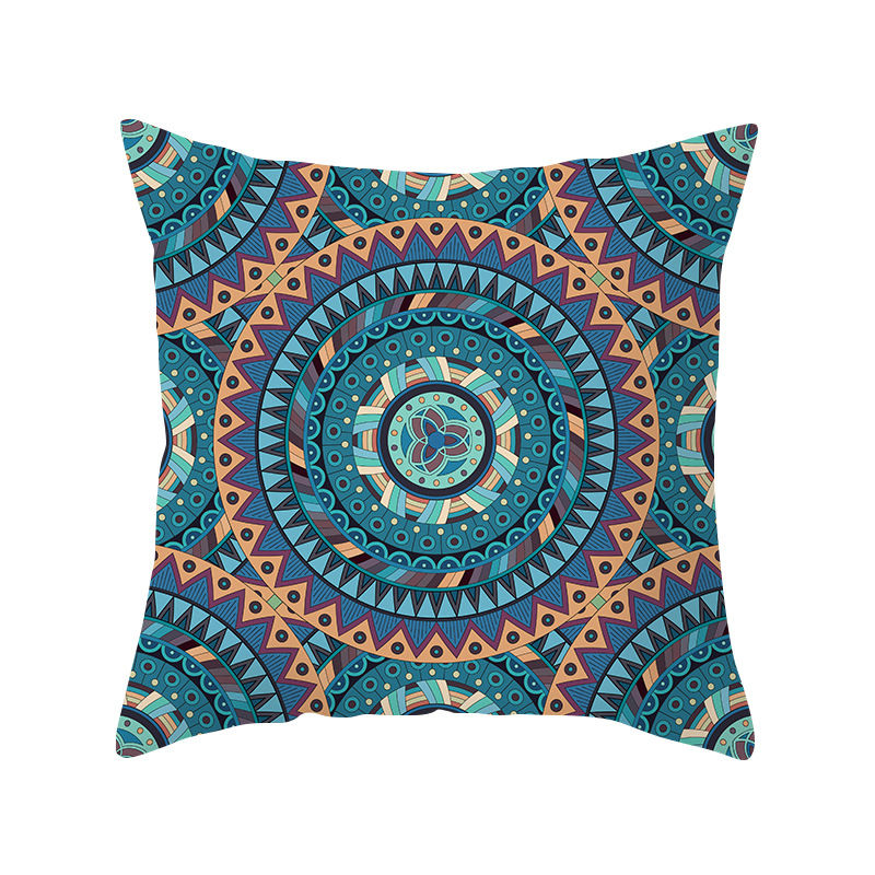 Thumbnail: Mandala Print Peach Velvet Pillow Cover for Living Room
