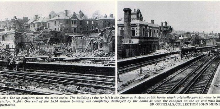 Forest Hill Station London SE23 badly damaged by a V1 1944