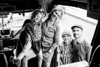 happy family on an adventure together