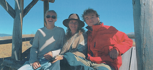 Happy kids and mom outdoors