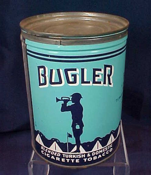 Thumbnail: Antique Bugler Cigarette Tobacco Round Tin with Lid