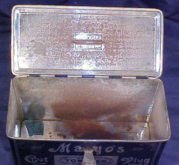 Thumbnail: Antique Mayo's Cut Plug Tobacco Tin with Hinged Lid