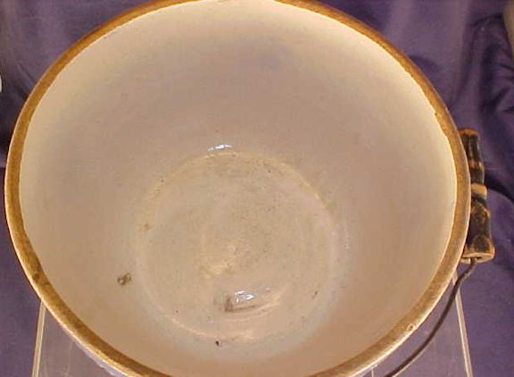 Thumbnail: Vintage Blue White Salt Glaze Stoneware Bowl Daisy and Lattice