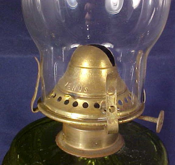 Thumbnail: Findlay Glass Olive Green Eye Winker Thumbprint Lamp Squatty Size