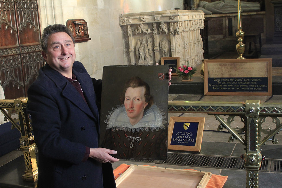 Steven Wadlow visits Shakespeare's grave in Holy Trinity church Stratford upon Avon