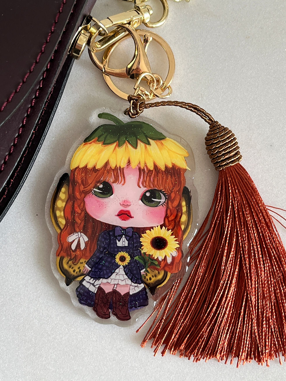 Miniatura: Charm da borsa grande glitter in acrilico Creamy, Morticia, Poochie, Iridella