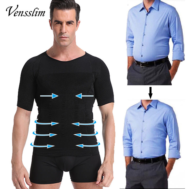 Men Body Shaper Slimming Compression Shirts Gynecomastia Undershirt Seamless Wai