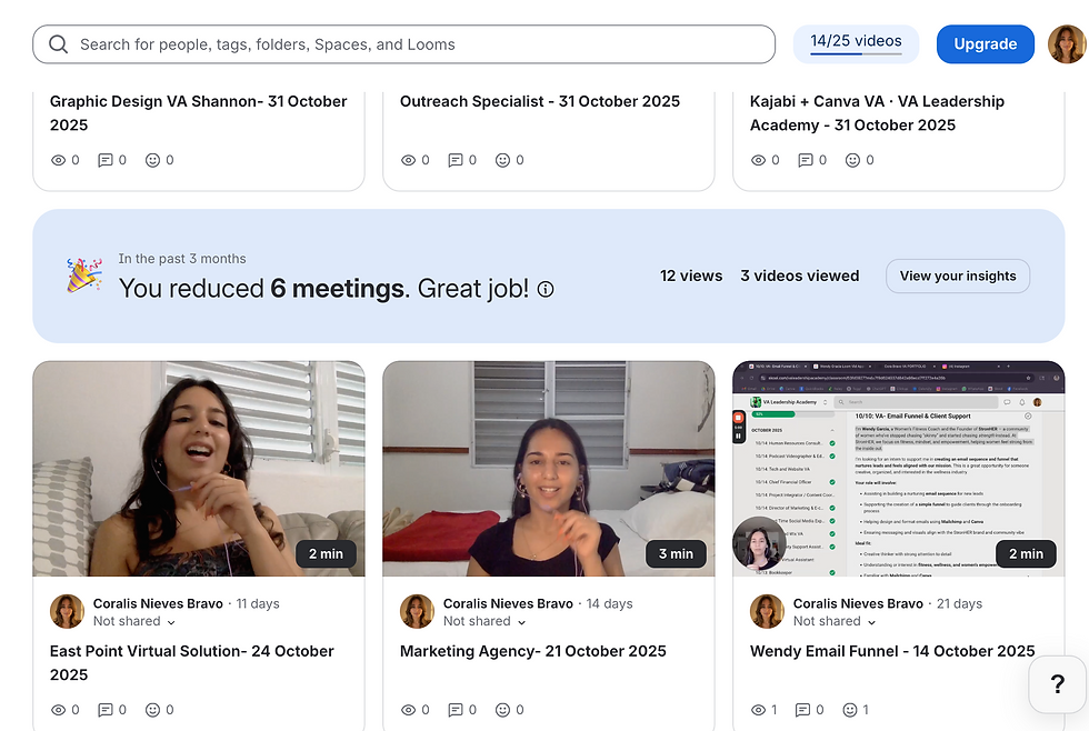 Cora Bravo Virtual Assistant Loom video page