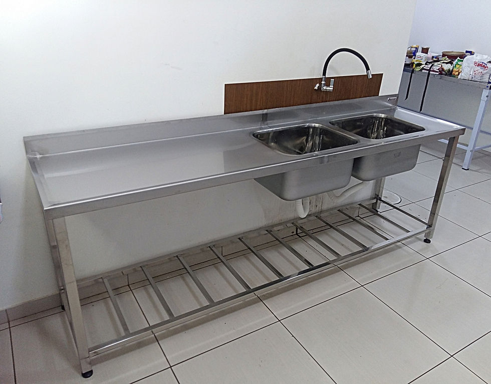 Mesa com duas cubas, aço inox 304_