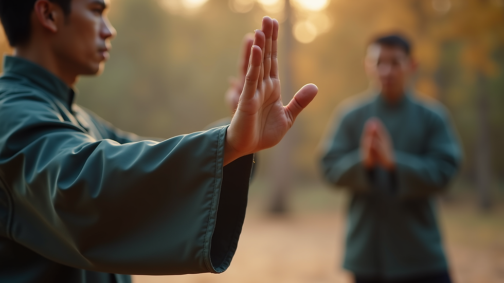 Close-up view of Tai Chi hand movements