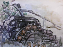 Wasserrad / Water wheel -  Mali Lošinj, Kroatien / Croatia Bild painting von Johanna Mack Dobiosch