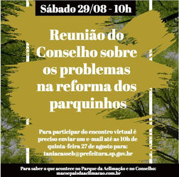 Reunião do Conselho do Parque da Aclimação sobre os problemas na reforma dos parquinhos