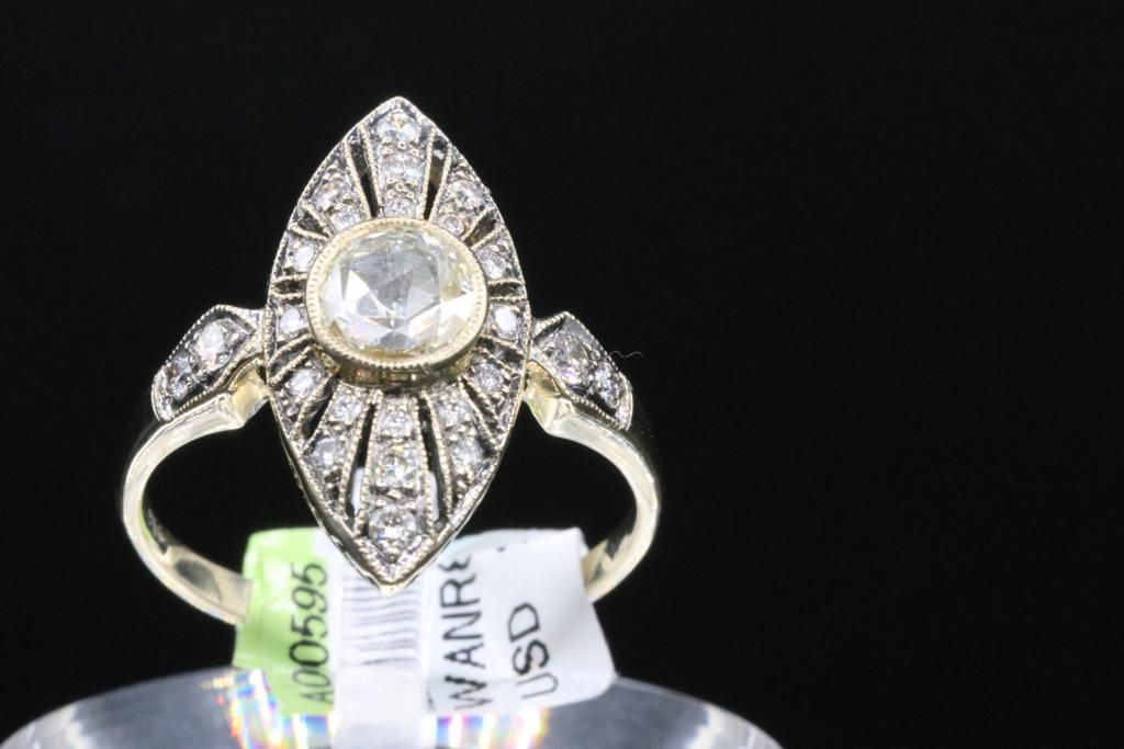 Antique Reproduction 18k Gold Diamond Ring