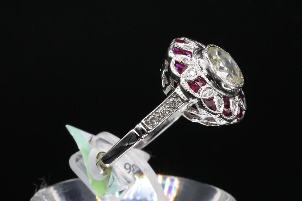 Thumbnail: Antique Reproduction 18k Gold Diamond Ring