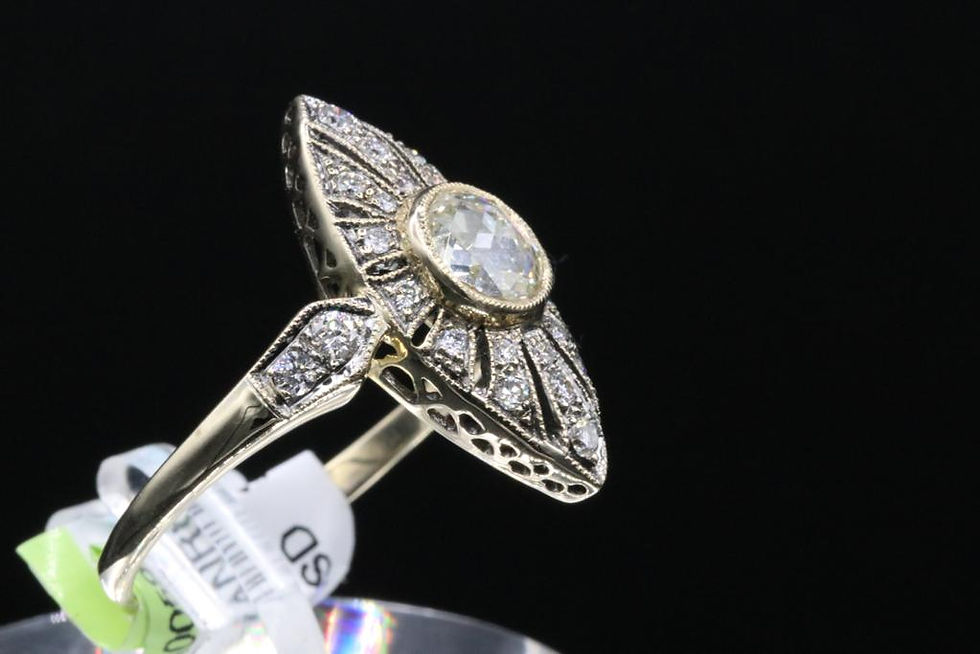 Thumbnail: Antique Reproduction 18k Gold Diamond Ring